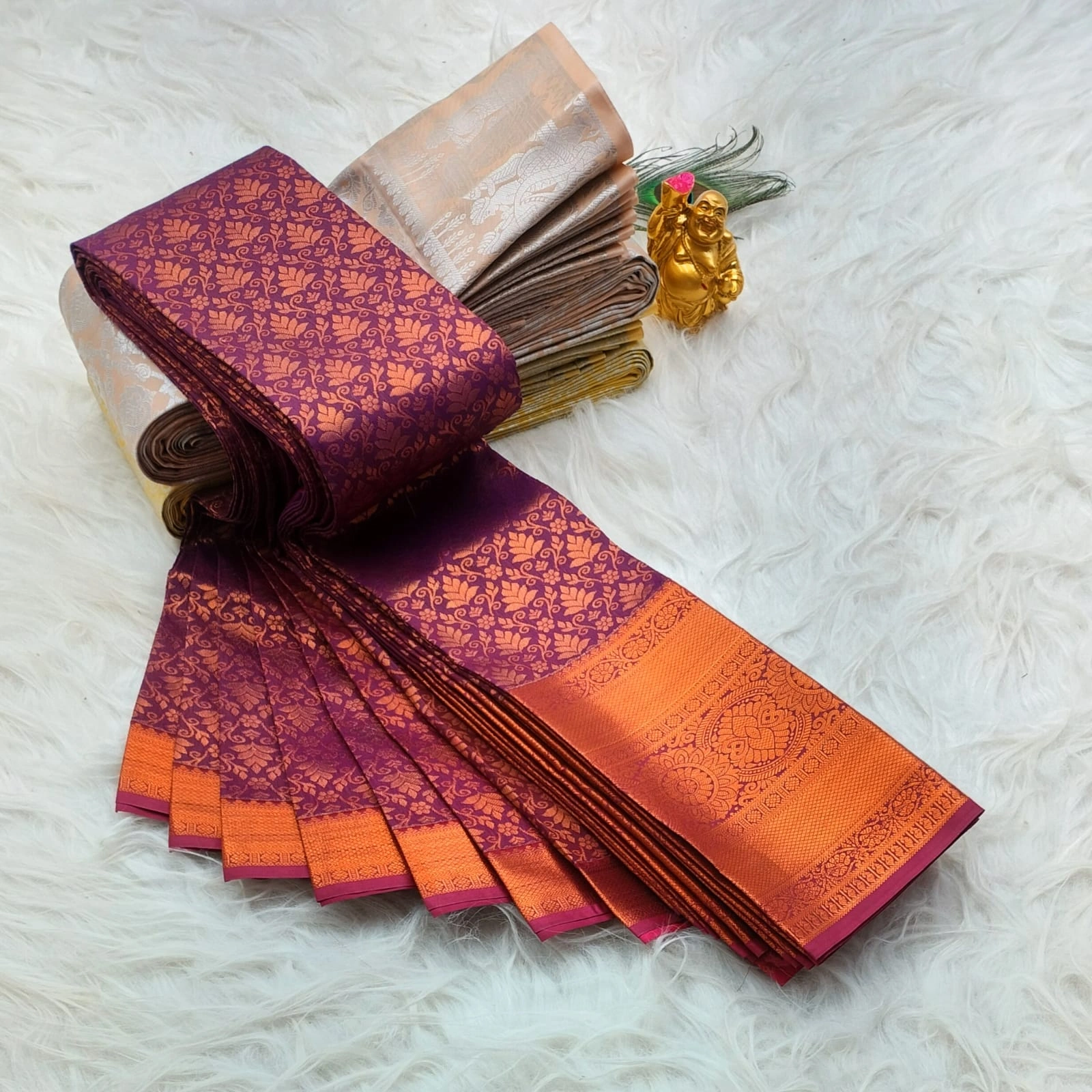Deep Plum Kanchipuram Semi Silk Saree